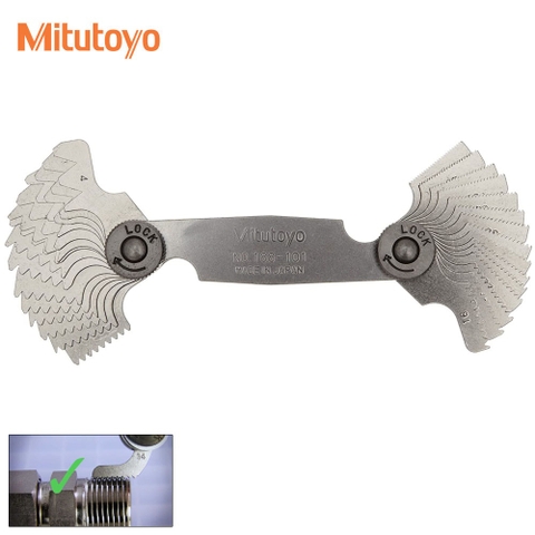 Mitutoyo 188-101 Bộ dưỡng đo bước ren Anh 55 độ 30 lá 4~42 TPI