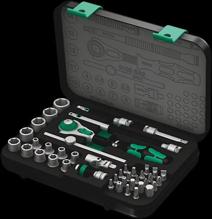 Wera 8100 SA 2 Zyklop Speed - Bộ Tuýp Tròng Cóc Set 1/4″ 42 Chi Tiết