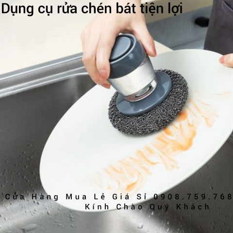Dụng Cụ Rửa Chén Bát - Xoong Nồi Chảo - Có Bình Đựng Xà Phòng Đa Năng Tiện Lợi