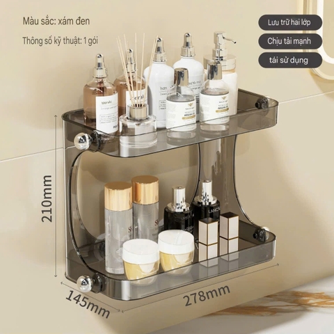 Kệ 2 tầng nhựa mica có 4 chân hút tường