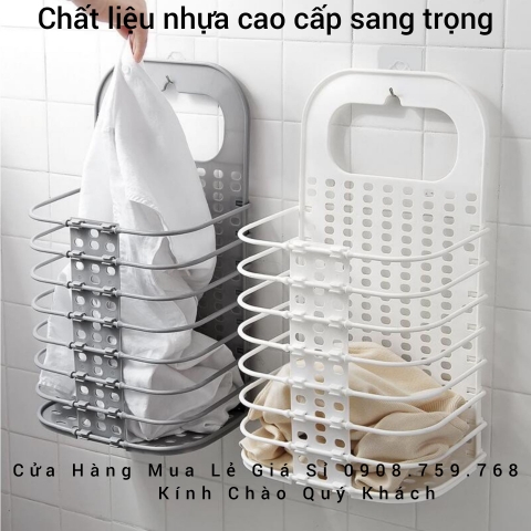 Giỏ Đựng Quần Áo Bằng Nhựa Cao Cấp Thông Minh - Kiểu Dáng Xếp Gọn Tiện Lợi