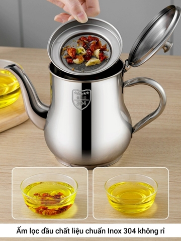 Ấm lọc dầu ăn inox 304