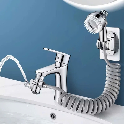 Bộ vòi tăng áp gắn Lavabo dùng gội đầu và súc miệng