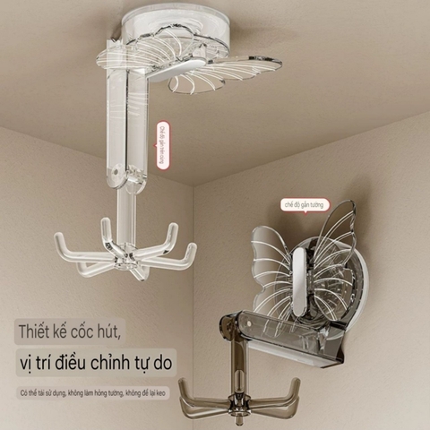 Cây treo đồ có 6 móc xoay 360 độ kiểu cách bướm