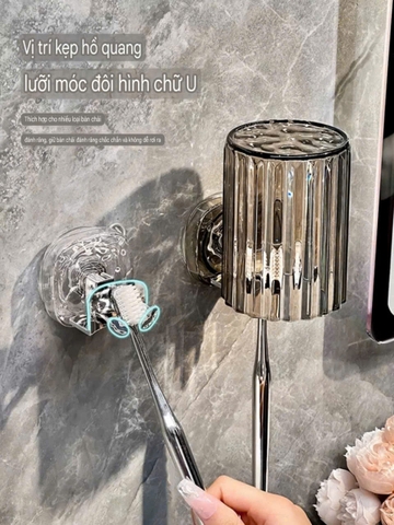 Giá để cốc và bàn chải đánh răng loại hút tường