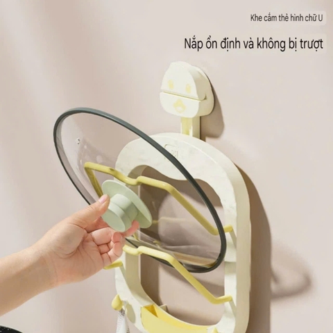 Giá để nắp nồi 2 tầng kiểu hút tường