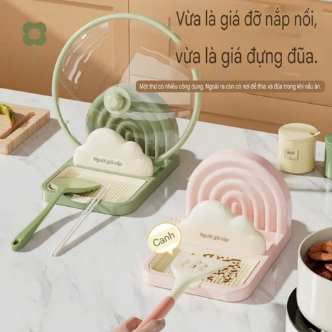 Giá đỡ nắp nồi để bàn kiểu hút tường