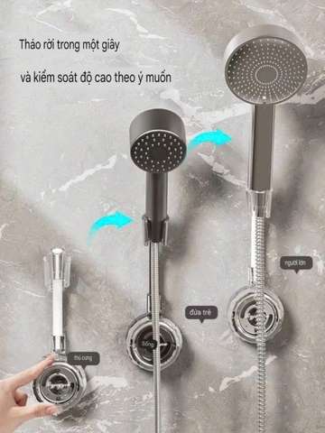 Giá đỡ vòi sen xoay 4 hướng kiểu hút tường