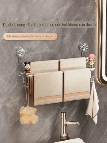 Giá treo khăn 2 tầng kiểu hít tường