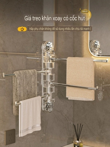 Giá treo khăn 4 nhánh loại hút tường