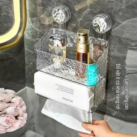 Hộp 2 tầng đựng mỹ phẩm và khăn giấy