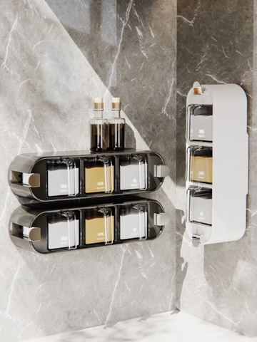 Hộp để gia vị 3 ngăn kiểu hút tường