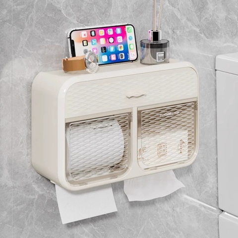 Hộp để khăn giấy 2 ngăn loại dán tường
