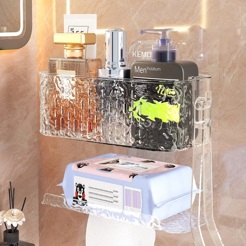 Hộp để khăn giấy 2 tầng kiểu hút tường