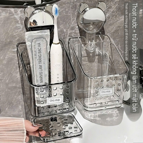 Hộp đựng bông tẩy trang và hành tỏi hình gấu