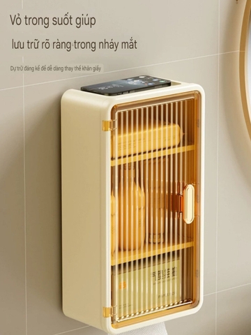 Hộp đựng khăn giấy 3 ngăn loại dán tường