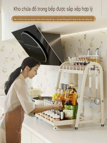 Kệ 2 tầng để lọ gia vị và muỗng đũa