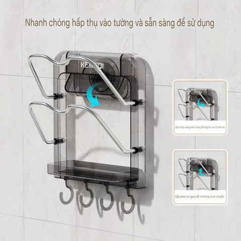 Kệ 2 tầng để nắp nồi kiểu hút tường