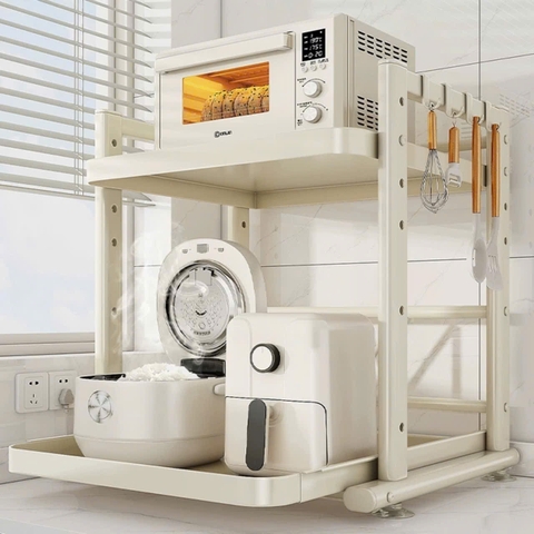 Kệ 2 tầng để nồi cơm điện, lò vi sóng, lọ gia vị
