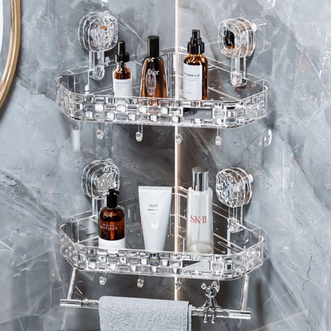 Kệ chữ nhật và kệ góc có móc và thanh máng đồ