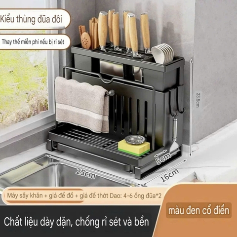 Kệ để dao muỗng đũa bằng thép Carbon phủ sơn men