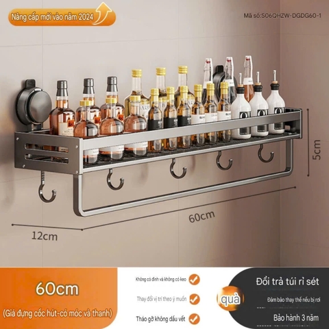 Kệ để đồ nhà bếp nhà tắm có móc và thanh treo khăn