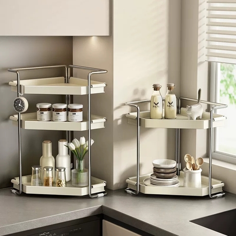 Kệ để góc bếp bằng thép Carbon phủ sơn men