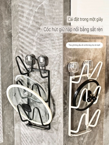 Kệ để nắp nồi 3 tầng kiểu hút tường