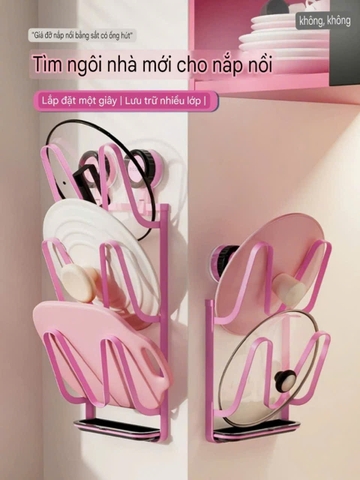 Kệ để nắp nồi hút tường màu hồng nhạt