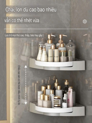 Kệ góc dán tường xoay 360 độ