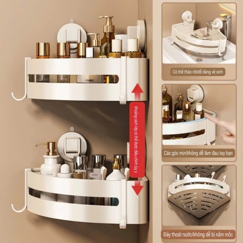 Kệ góc hợp kim nhôm loại hút tường