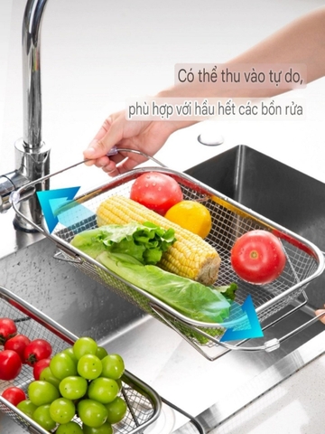 Rổ Inox 304 gác bồn rửa chén bát