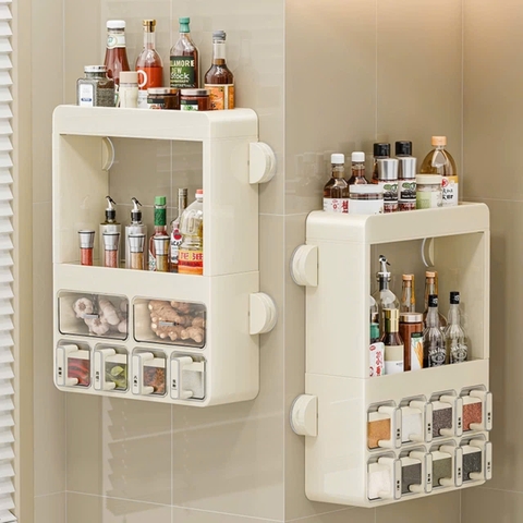 Kệ nhà bếp để đồ gia vị có 4 chân hút tường