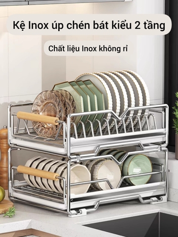 Kệ úp chén dĩa 2 tầng inox 304