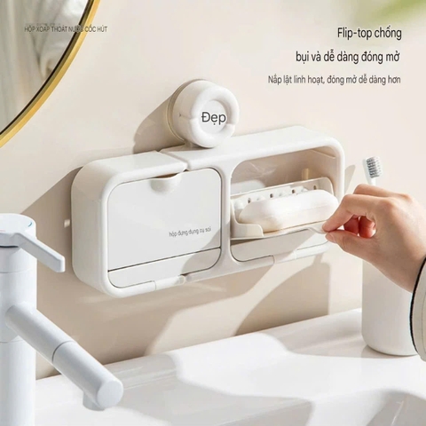 Kệ xà phòng 2 ngăn loại hút tường