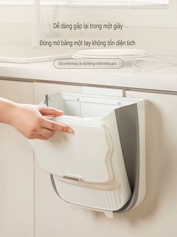 Thùng rác mini treo cánh cửa bếp kiểu xếp gọn