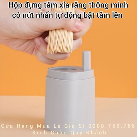 Hộp Đựng Tăm Xỉa Răng Thông Minh Có Nút Nhấn Tự Động Bật Tăm Lên