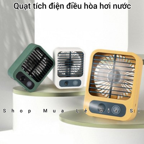 Quạt Tích Điện Mini Điều Hoà Hơi Nước Để Bàn 3 Tốc Độ Gió Cao Cấp