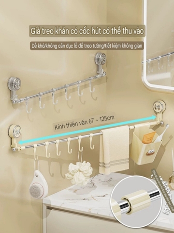 Giá treo khăn chỉnh kích thước có hộp để hành tỏi