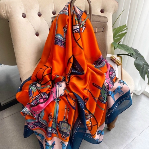 Khăn lụa hoa cao cấp LHH-006