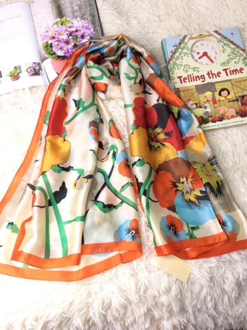 Khăn lụa hoa cao cấp LHH-035