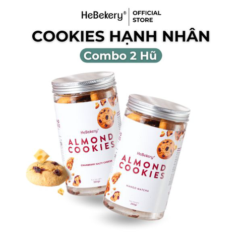 Combo 2 Hũ Cookies Nguyên Cám Hạnh Nhân Hebekery 250gr Vị Cranberry Salted Cheese