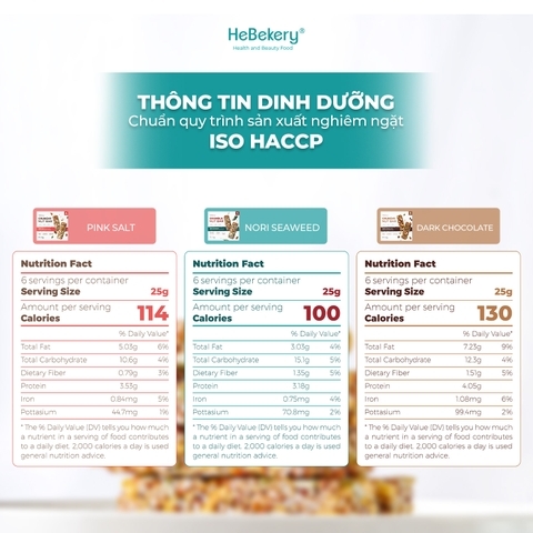 Thanh Năng Lượng Siêu Hạt Dark Choco Hebekery hộp 150gr 6 Thanh