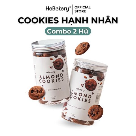 [COMBO TIẾT KIỆM] Cookies Hạnh Nhân Nguyên Cám Vị Dark Choco - Cookies Choco Chips Ăn Vặt Chuẩn Healthy Hebekery by Deme - Combo 2 Hũ 250gr