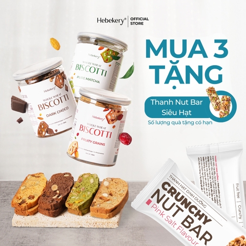 Combo 3 Hũ Biscotti Low Calories 150gr - 3 Vị Fruity Grains, Choco, Matcha