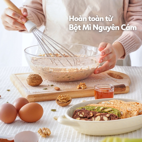 Combo 250gr Bánh Ăn Vặt Biscotti Nguyên Cám Không Đường Tinh Luyện + 200gr Thanh Ngũ Cốc Gạo Lứt Ăn Kiêng