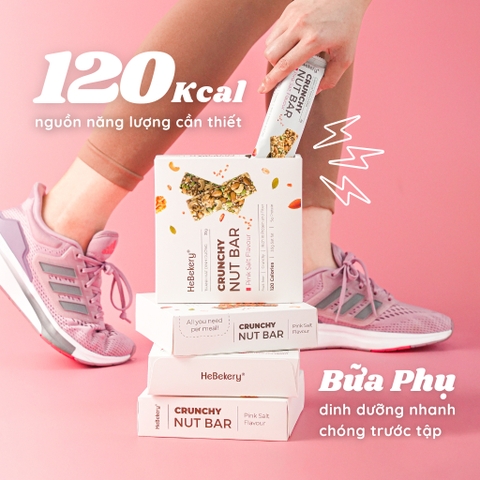 [THANH LẺ] Thanh năng lượng Nuts Bar Siêu Hạt Muối Hồng 25gr - Thanh Ngũ Cốc Hạt Dinh Dưỡng Muối Hồng Ăn Vặt Healthy HeBekery