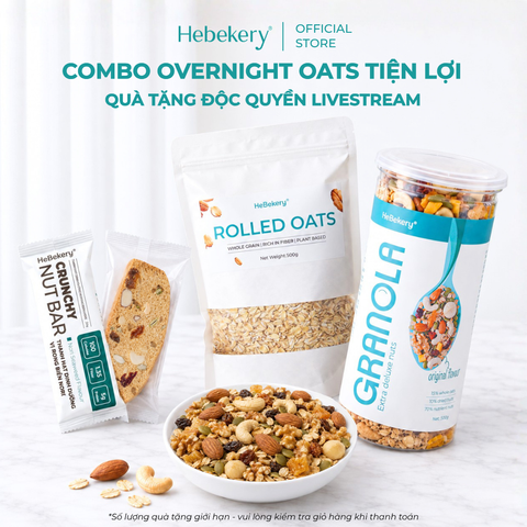 Combo Granola Siêu Hạt Vị Vani (500gr) x Yến mạch tươi (500gr) Hebekery
