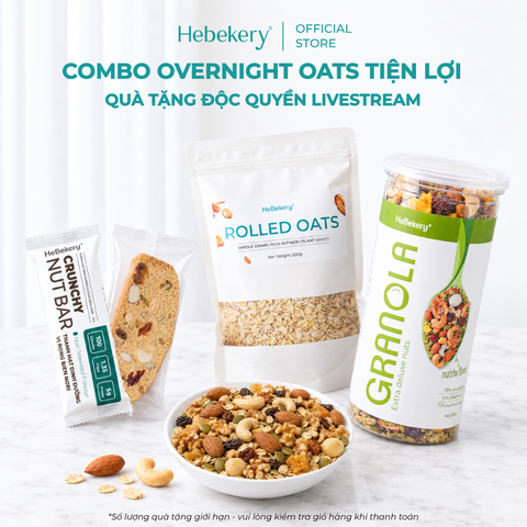 Combo Granola Siêu Hạt Vị Matcha (500gr) x Yến mạch tươi (500gr) Hebekery