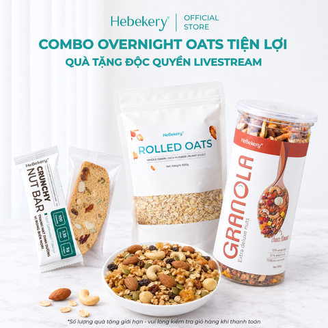 Combo Granola Siêu Hạt Vị Choco (500gr) x Yến mạch tươi (500gr) Hebekery